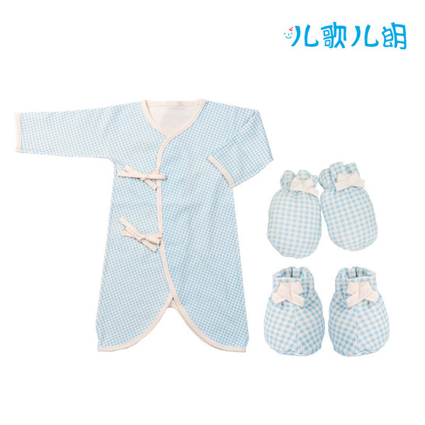 婴儿睡袍+手套+脚套 Blue